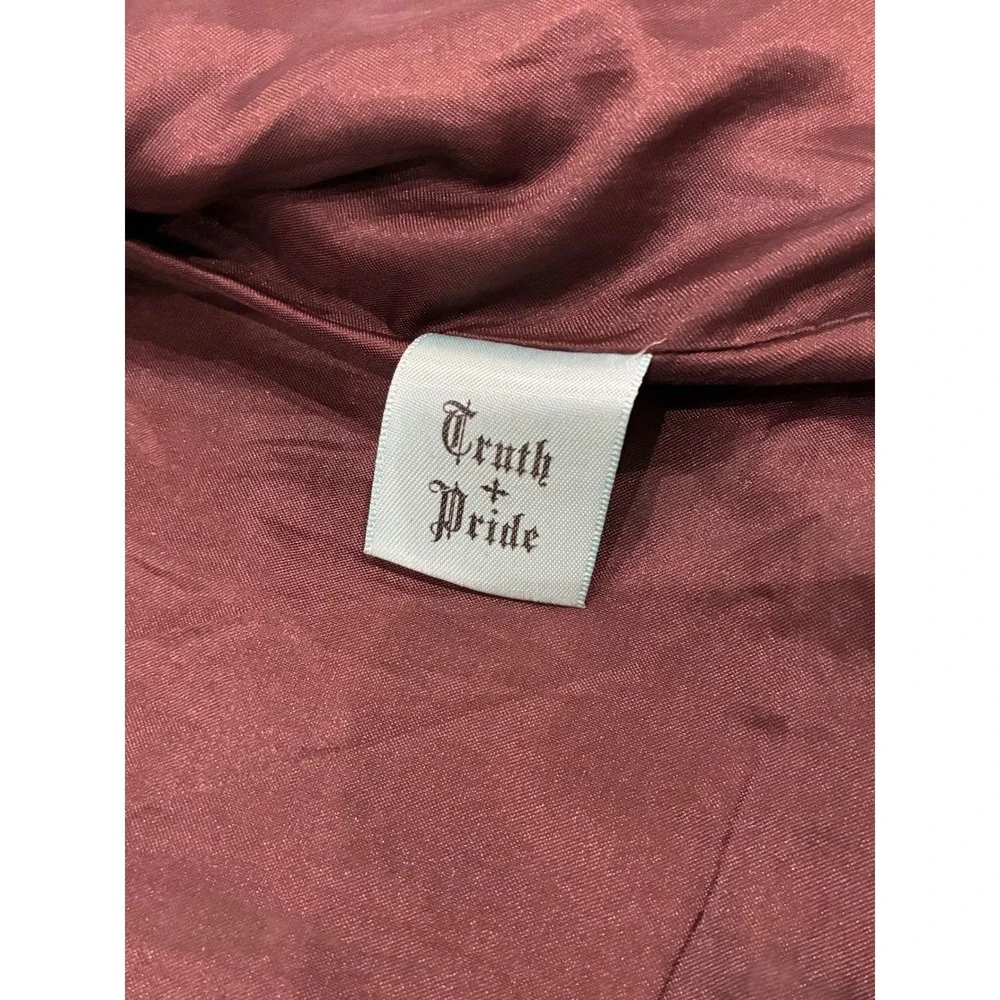 Truth and Pride Burgundy Leather Moto Jacket Womens Medium Asymetrical Zip Lined